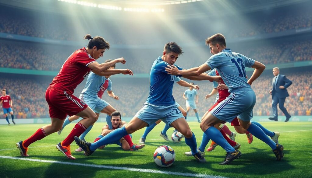 Эпизоды мощной борьбы в первом тайме и их последствия для команды - иллюстрация